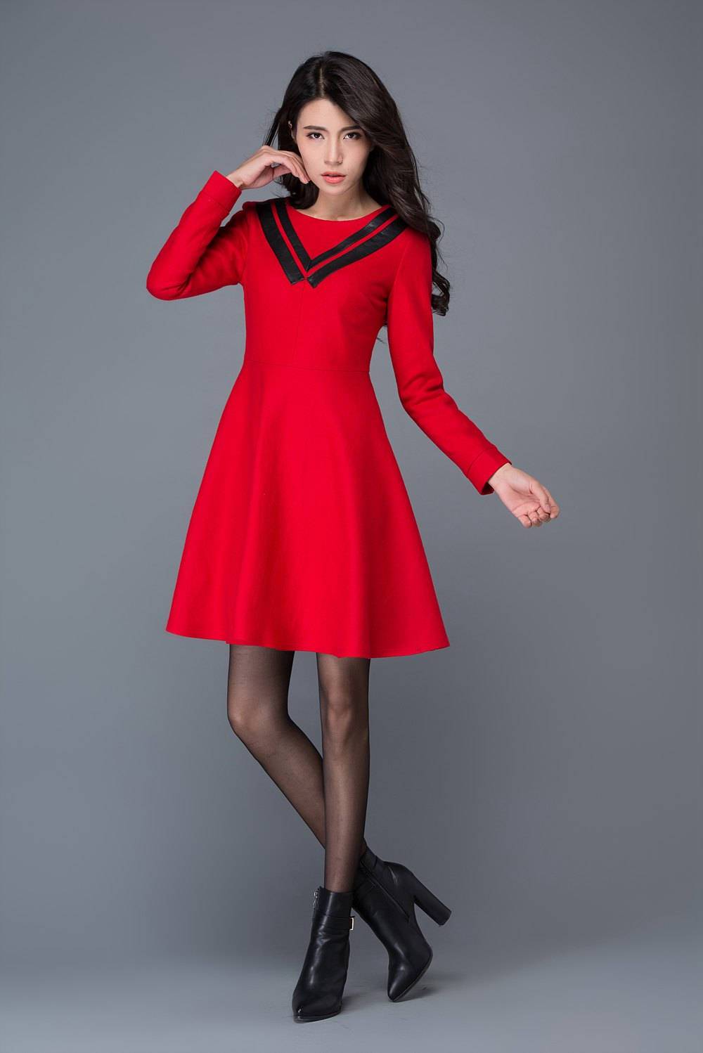 red winter dress